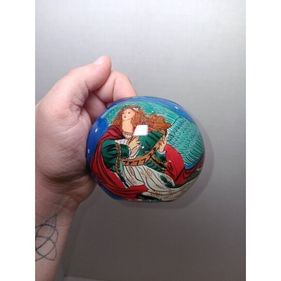 Northern Lights Candles Reverse Painted Angel Candle Holder Lantern Holiday - Picture 3 of 5